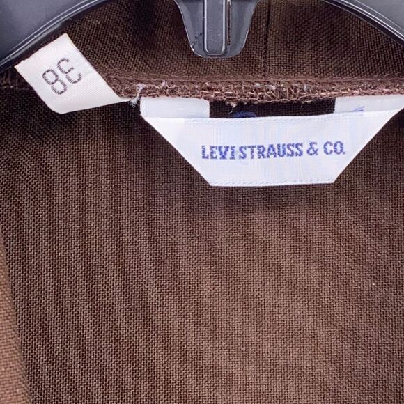 Vintage Levis Strauss 70s Floral Painted Jeweled Vest Brown Polyester Size 38 M - Picture 7 of 9